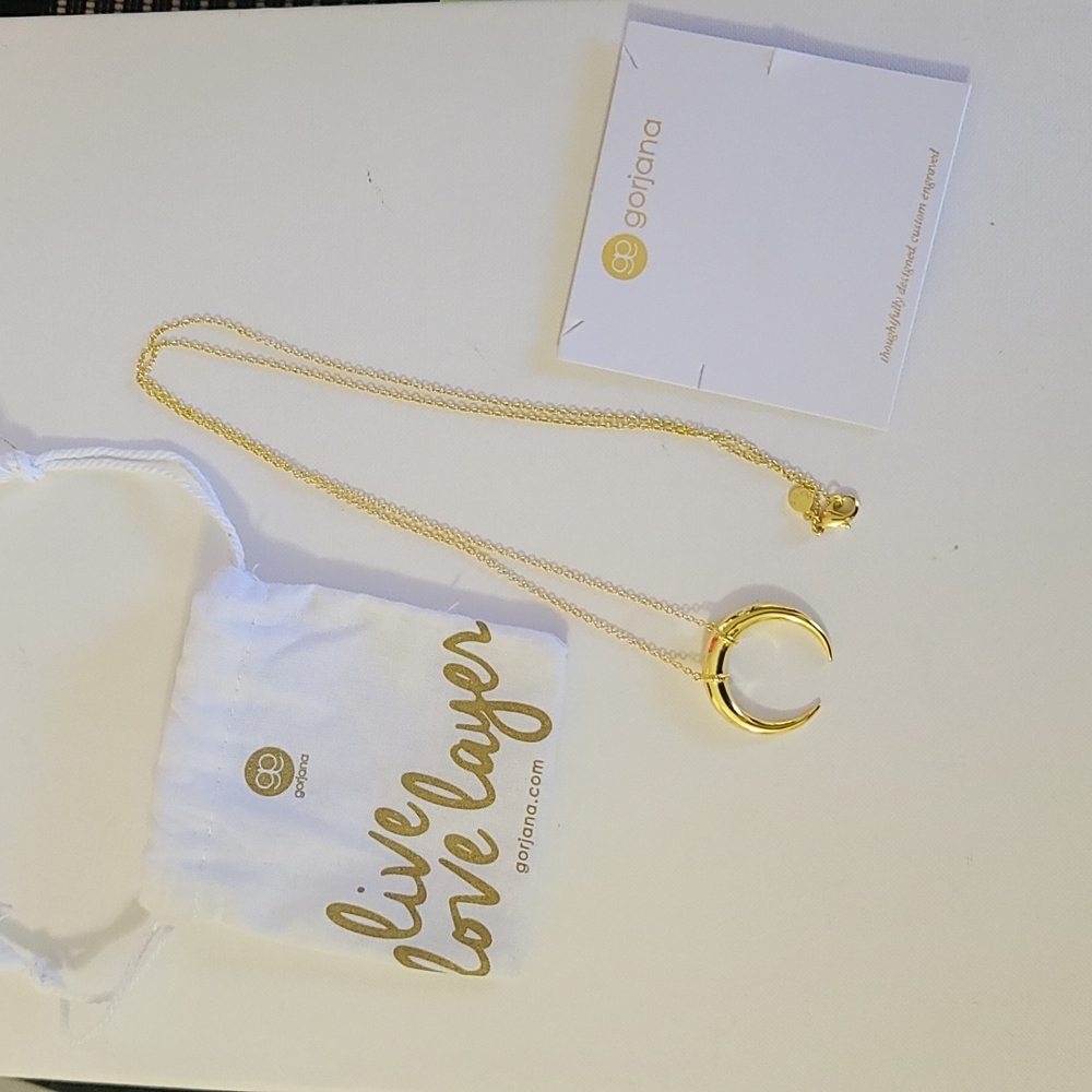 Gorjana Cayne Crescent pendant necklace gold